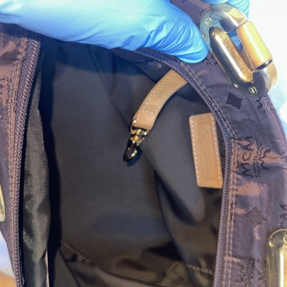 MCM Mini Visetos Nylon x leather Brown Monogram tote Hand Bag - Picture 11 of 11